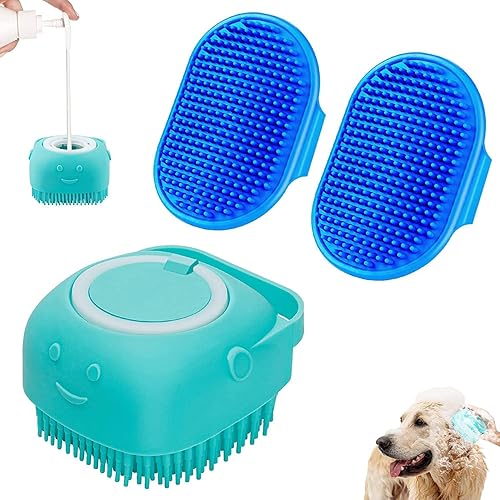 Kit de 3 cepillos de baño para perros | Limpiador de baño para mascotas | Cepillo para champú para perros | Kit de cepillo de baño para ducha, aseo,