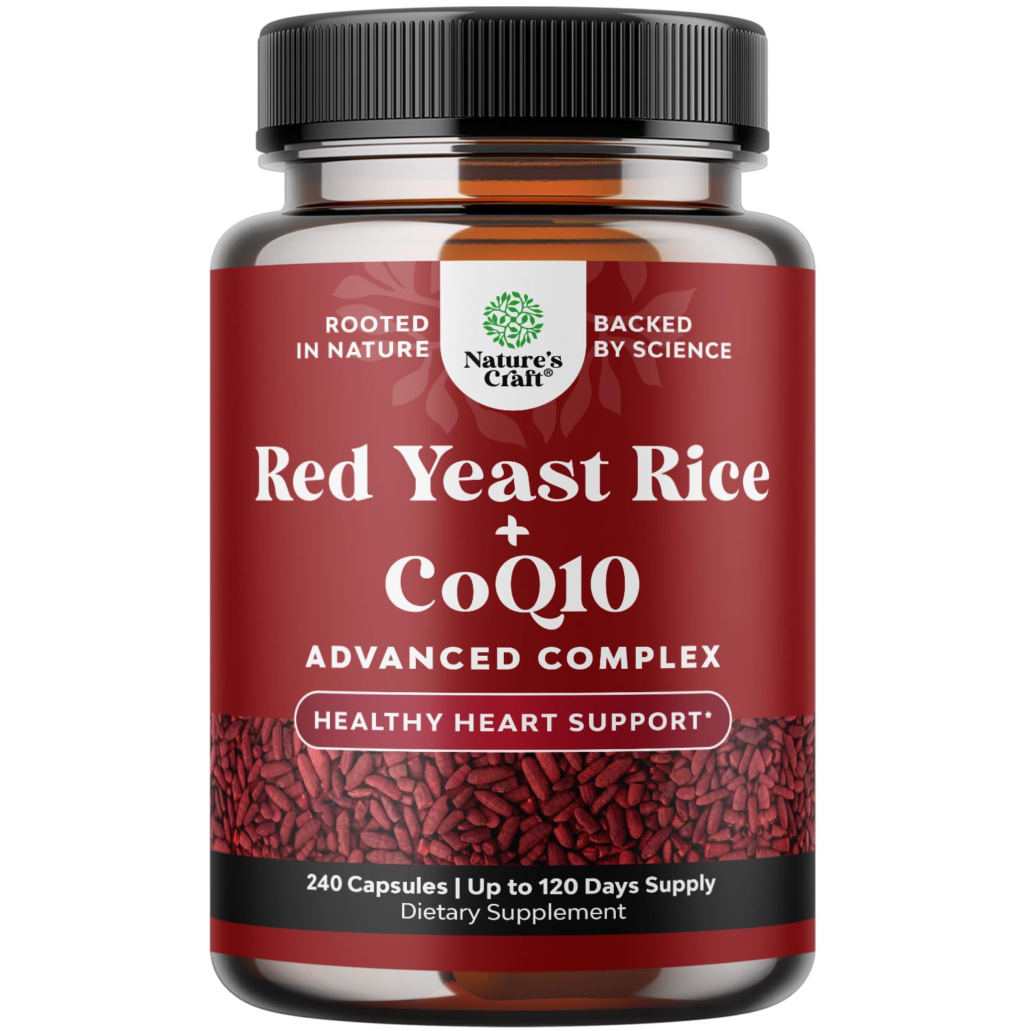 Red Yeast Rice with CoQ10 Supplement - Advanced Healthy Heart & Healthy Cholesterol Levels Formula for Men & Women - Extra Strength Capsule with Red Yeast Rice 1200 mg Capsules with CoQ10-240 Count