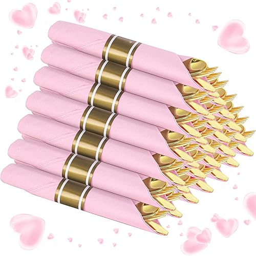 Miniatura 11 de Supernal Paquete de 120 cubiertos de plástico plateado, cubiertos de plástico enrollado, servilletas preenrolladas con juego de cubiertos, juego de