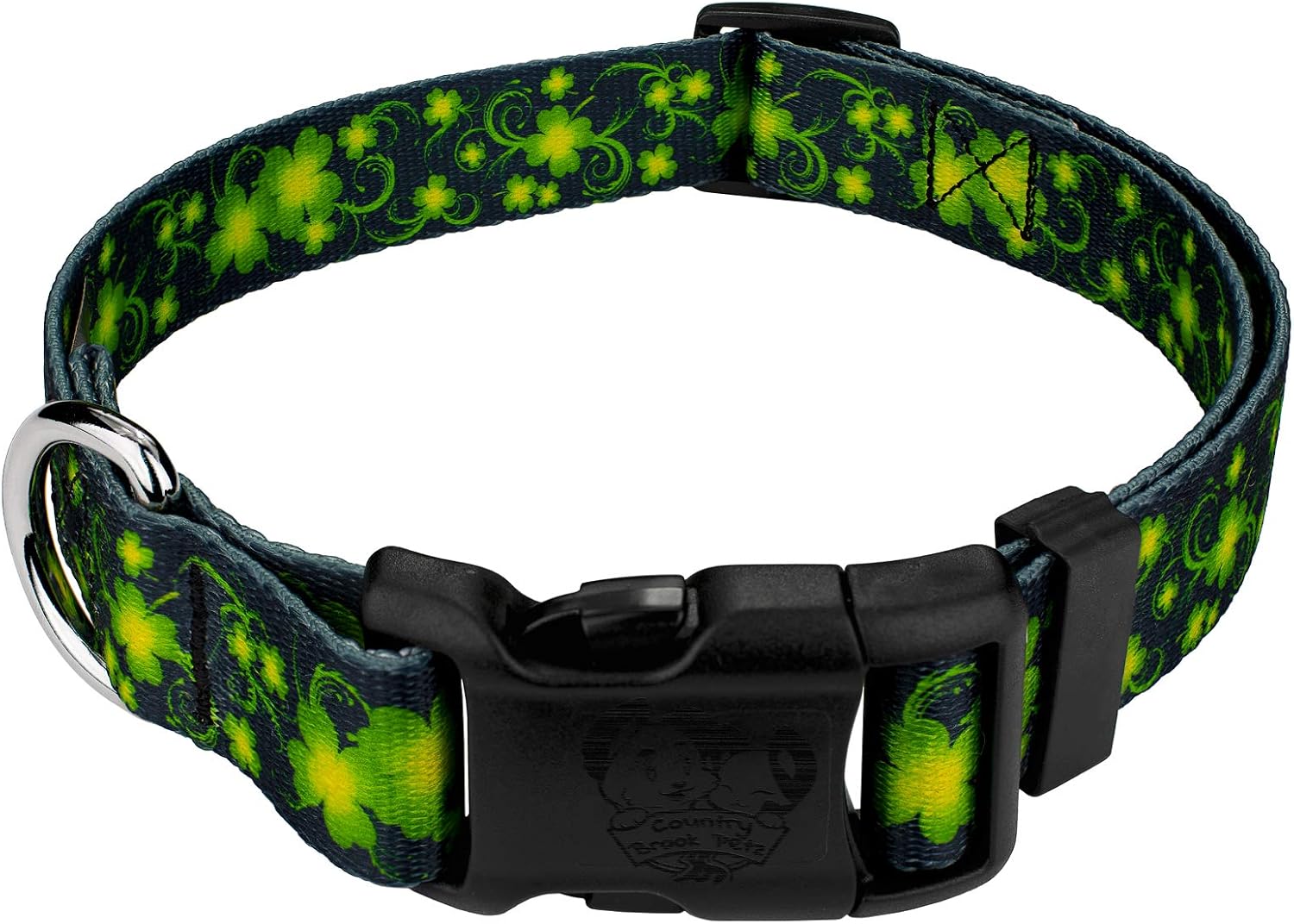 Country Brook Petz - Deluxe Clovers in The Wind Dog Collar - Made in The U.S.A. - Irish Pride Collection with 3 Lucky Designs (1 Inch,…