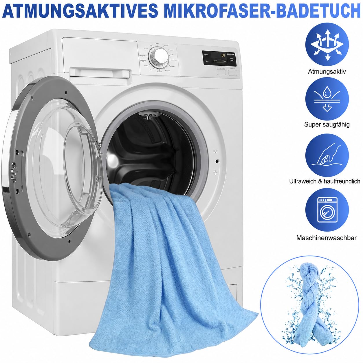 16 Stück Mikrofaser Handtücher Set, 70 x 140 cm Schnelltrocknend Badetücher, Saugstark Weiche Duschtücher für Bad Fitness Reisen Haushalt(Rosa, Lila, Grün, Blau)