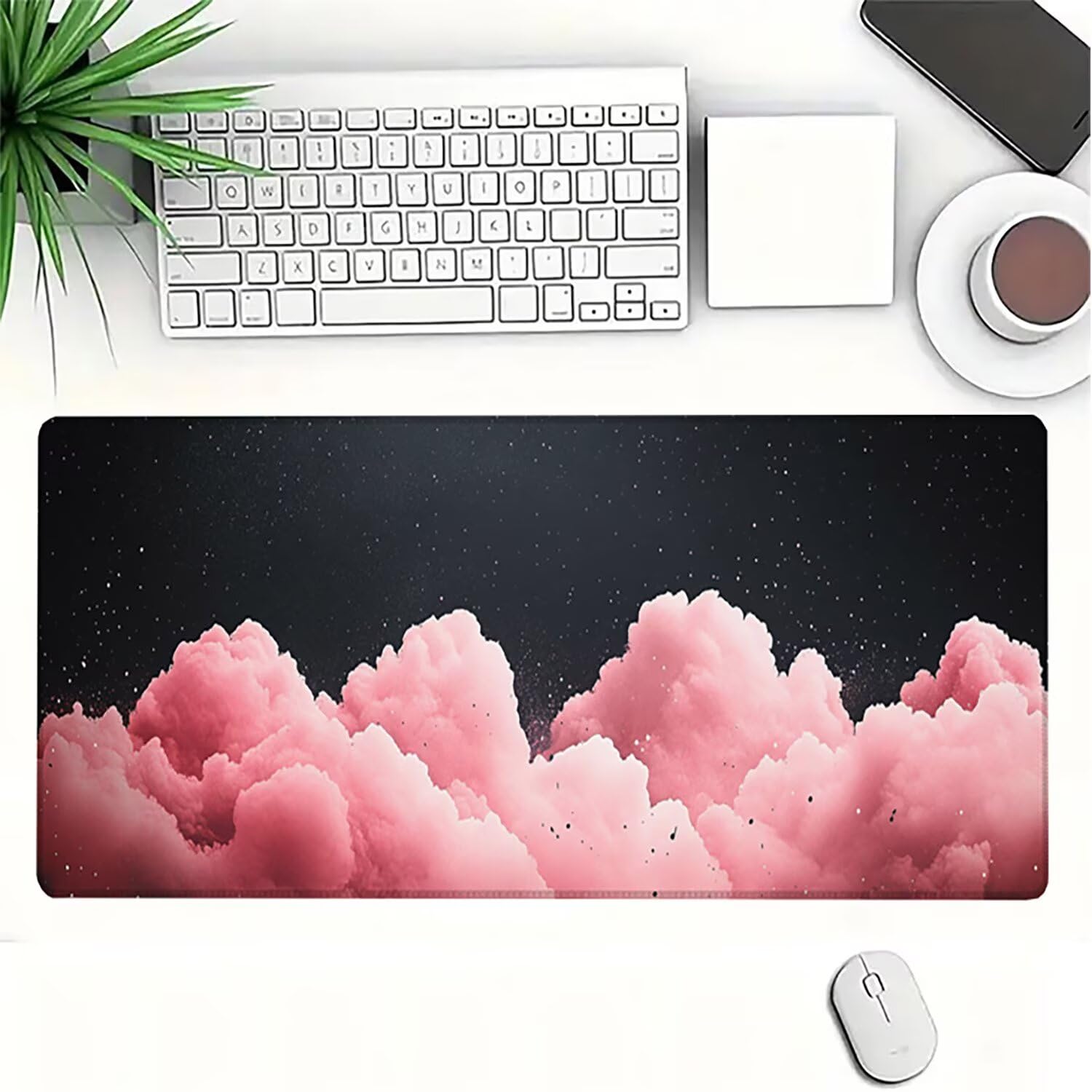 Podkładka pod mysz Lejnlnng XXL - 120x60cm - różowa podkładka pod mysz dla graczy, czarna XL antypoślizgowa gumowa mata na biurko, wodoodporna podkładka pod mysz o wysokiej precyzji i szybkości baza