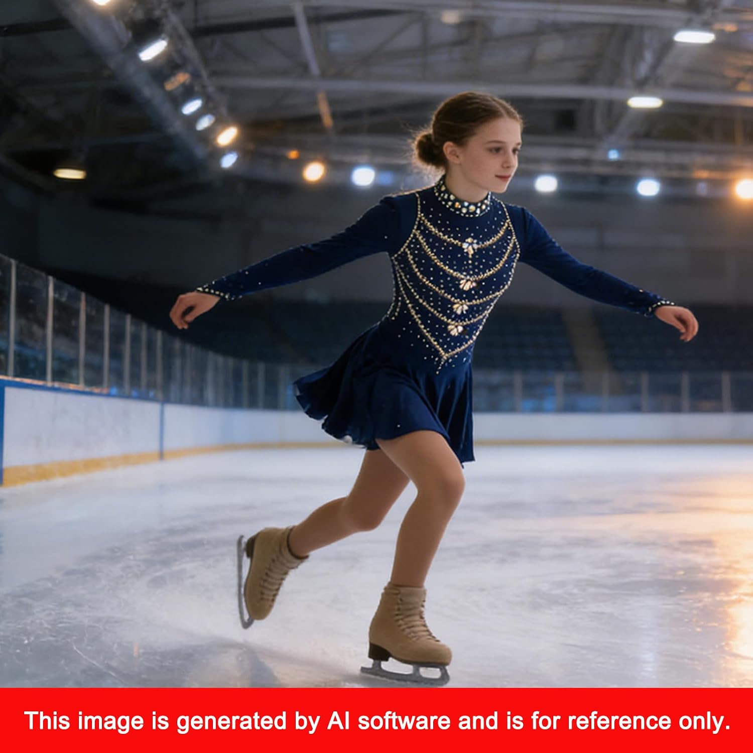 LIUHUO Ice Figure Skating Dress Women Girls Competition Polyester Hand Diamond Long Sleeves Elastic Customized