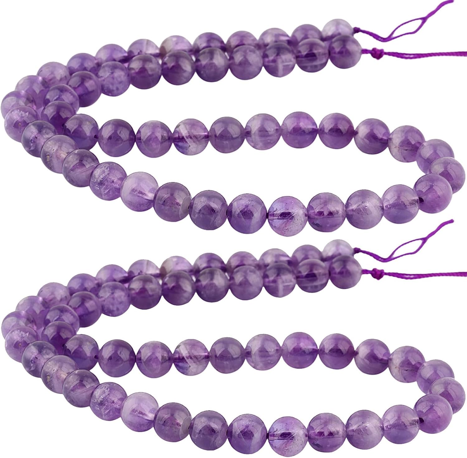 mookaitedecor 2 Strands 8mm Amethyst Crystal Beads for Jewelry Making, Round Loose Stone Polished Beads for DIY Crafts Design 15 Inch