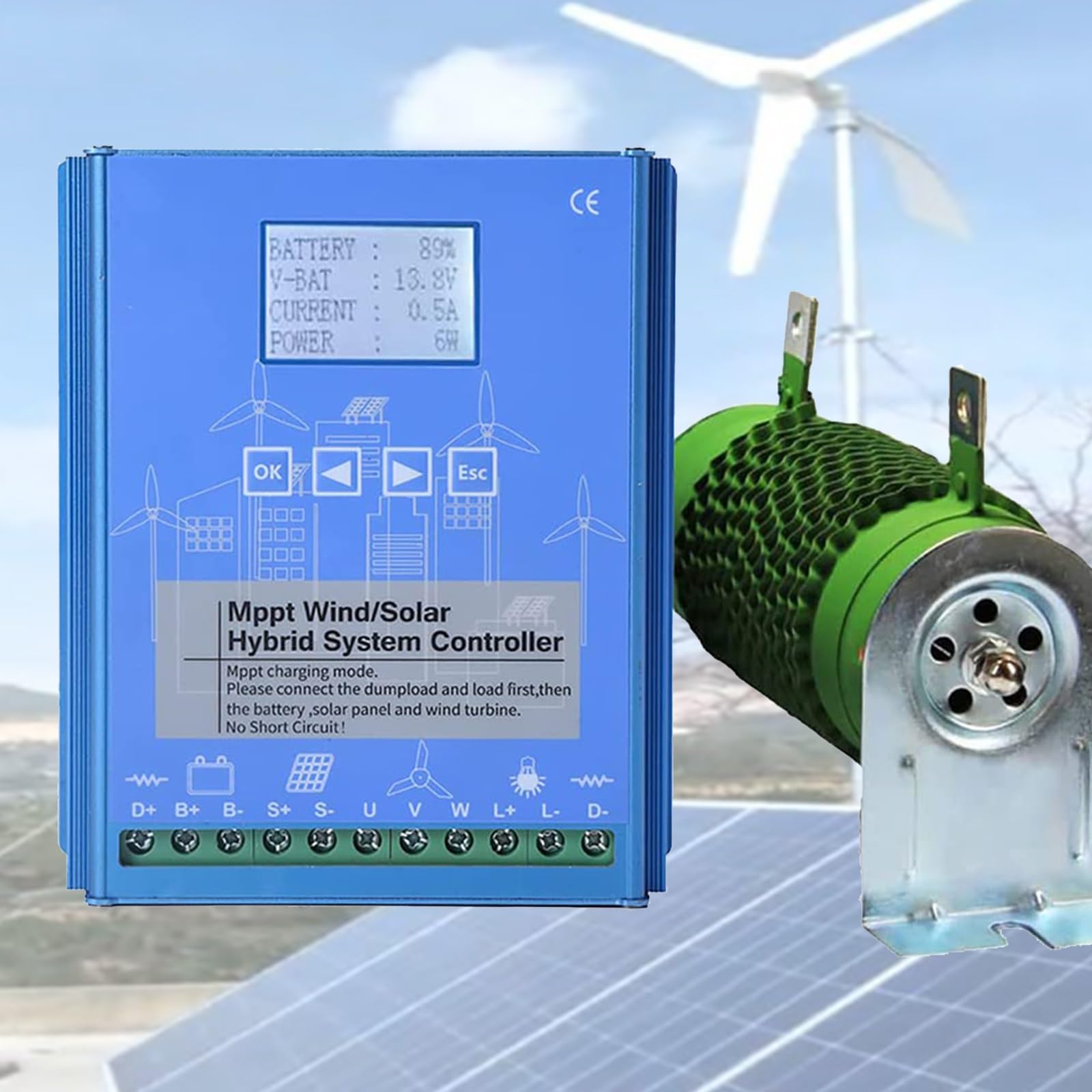 Windkraftanlagen-Generator-Kit mit Laderegler für vertikale Stromerzeugung, 12000W/16000W Wind- und Solar-Hybrid-Laderegler, 12V/24V/48V-Regler für Windkraft- und Solaranlagen, Batterieladeg