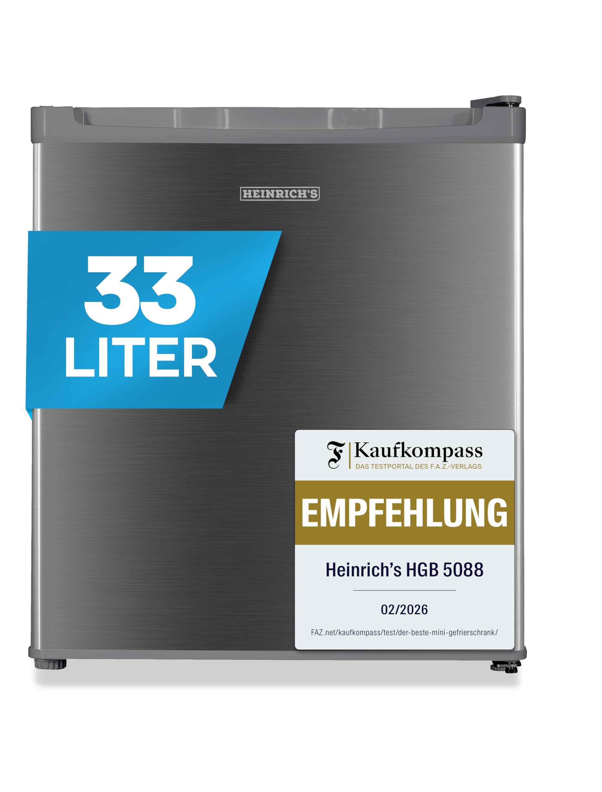 Heinrich´s Mini Gefrierschrank 33L -18°C klein kompakt leise:40db Gefrierbox; wechselbarer Türanschlag; mini Tiefkühltruhe Tiefkühlschrank,perfekt für Büro Camping Outdoor