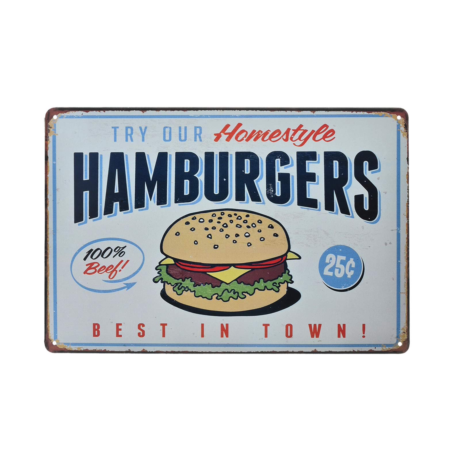 SMAZDFXX Vintage Metal Sign - Hamburger Fast Food Shop Tin Sign Wall Decor Prints 8"x12"