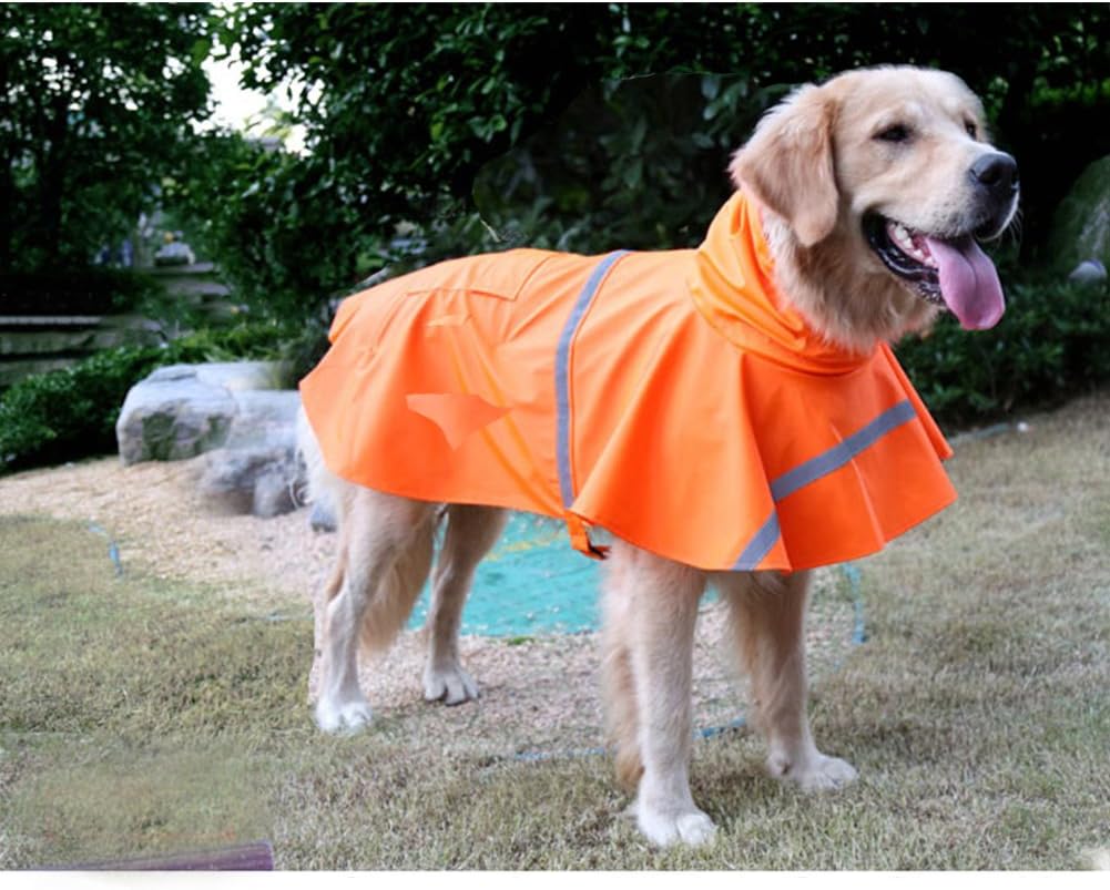 NACOCO Large Dog Raincoat Adjustable Pet Water Proof Clothes Lightweight Rain Jacket Poncho Hoodies with Strip Reflective (XXL, Yellow)