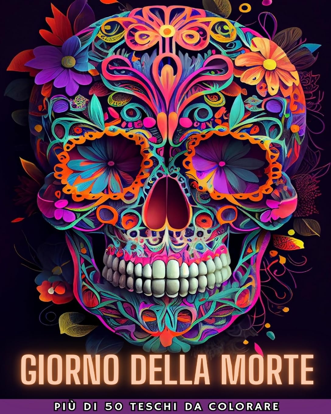 GIORNO DEI MORTI: Dia de los Muertos- Più di 40 teschi da colorare: Disegni per anti-stress e relax. Pagine a una facciata.