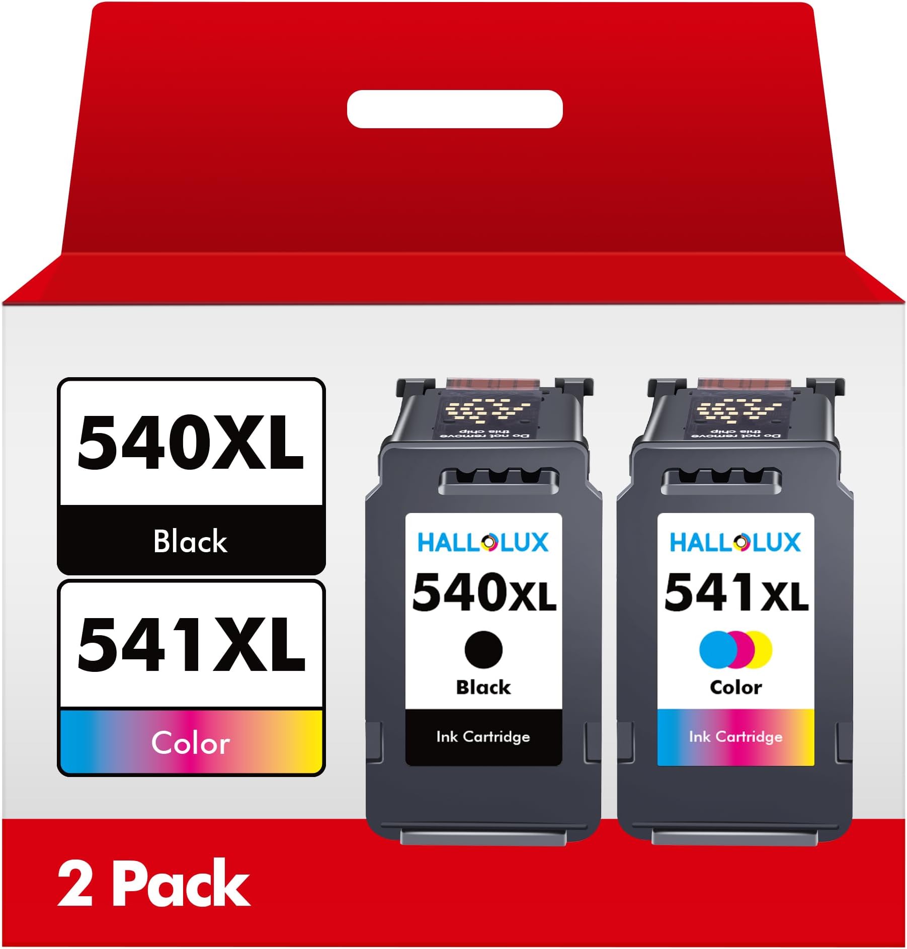PG-540XL CL-541XL - Cartucho de Tinta para Canon 540 y 541 XL PG-540 CL-541 para Pixma MG3650 MG4250 MG3500 MG3600 MG3100 MG3150 MG3200 MG3250 50 MX3 75 (Negro Color, 2-Pack