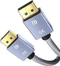 Cabo Displayport 8K v1.4 Blindado Ultra Resistente 32.4Gbps Freesync/Gsync 1080P@240Hz, 2K@165Hz, 4K@144Hz, 8K@60Hz Displayport X Displayport (1,5 Metros)