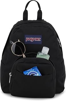 JanSport Half Pint Mini Backpack, 10.2 L - Durable Mini Bag Purse with Adjustable Shoulder Straps, Single Main Compartment, Zippered Stash Pocket, Black
