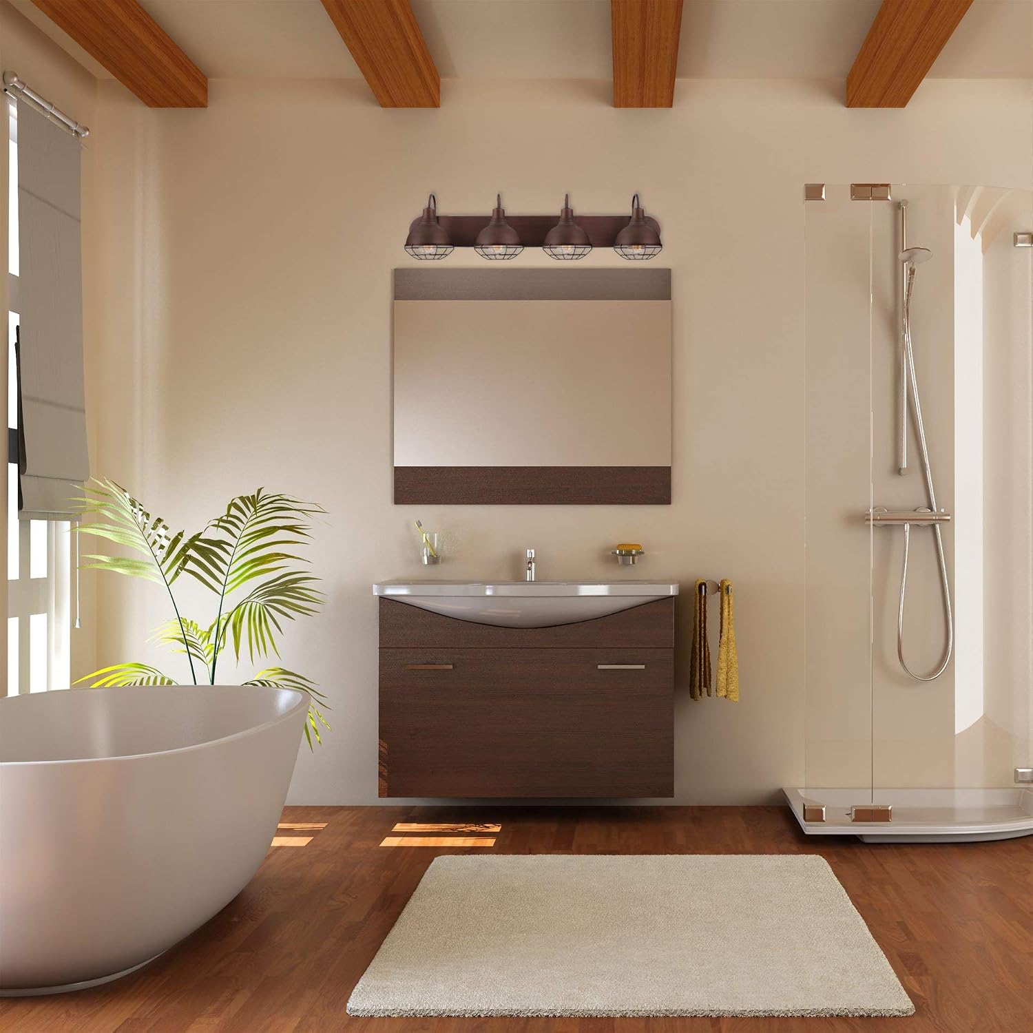 Bеѕt Cуbеr Dеаlѕ 🔥 Kira Home Liberty 36 4-Light Modern Industrial Vanity/Bathroom Light, Brushed Bronze Finish + Metal Cage Shade for Powder Rooms Vanities Kitchen or Over Mirrors Crаzу Dеаlѕ Kira Home Liberty 36 4-Light Modern Industrial Vanity/Bathroom Light, Brushed Bronze Finish + Metal Cage Shade for Powder Rooms Vanities Kitchen or Over Mirrors