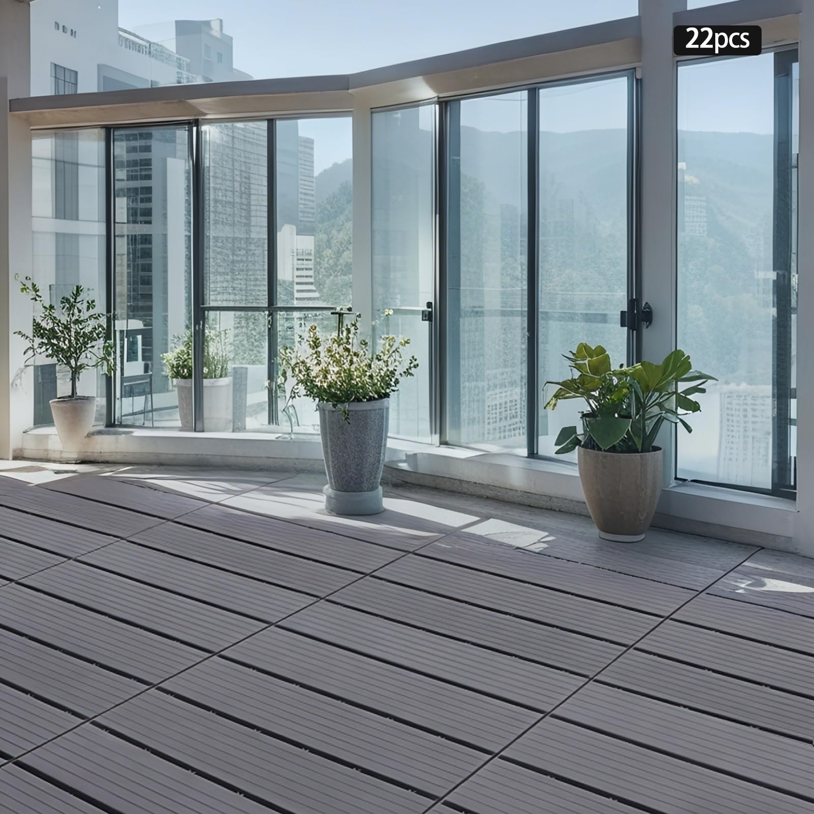 Piastrelle per terrazze e balconi, 30 x 30 cm, 22 pezzi per 2 m², grigio