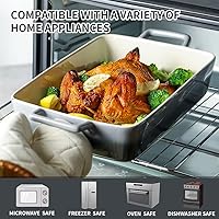 Vista 5 de KOOV Juego de utensilios para hornear, platos de cerámica para hornear, moldes rectangulares para cocinar, cena de pasteles, cocina, banquetes y uso