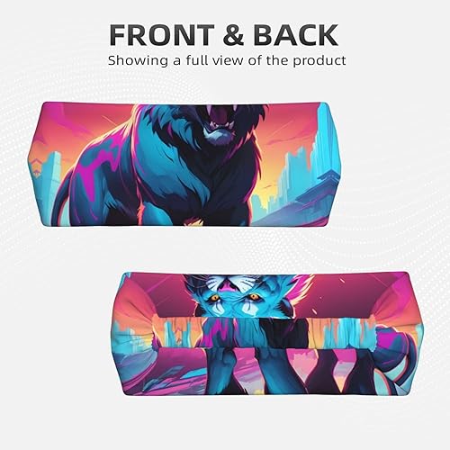 Miniatura 2 de Soft and Absorbent Headband for Red Basketball Workout - Ideal Hair Accessory for Yoga, Running, and More! Synthwave Sabertooth Pattern