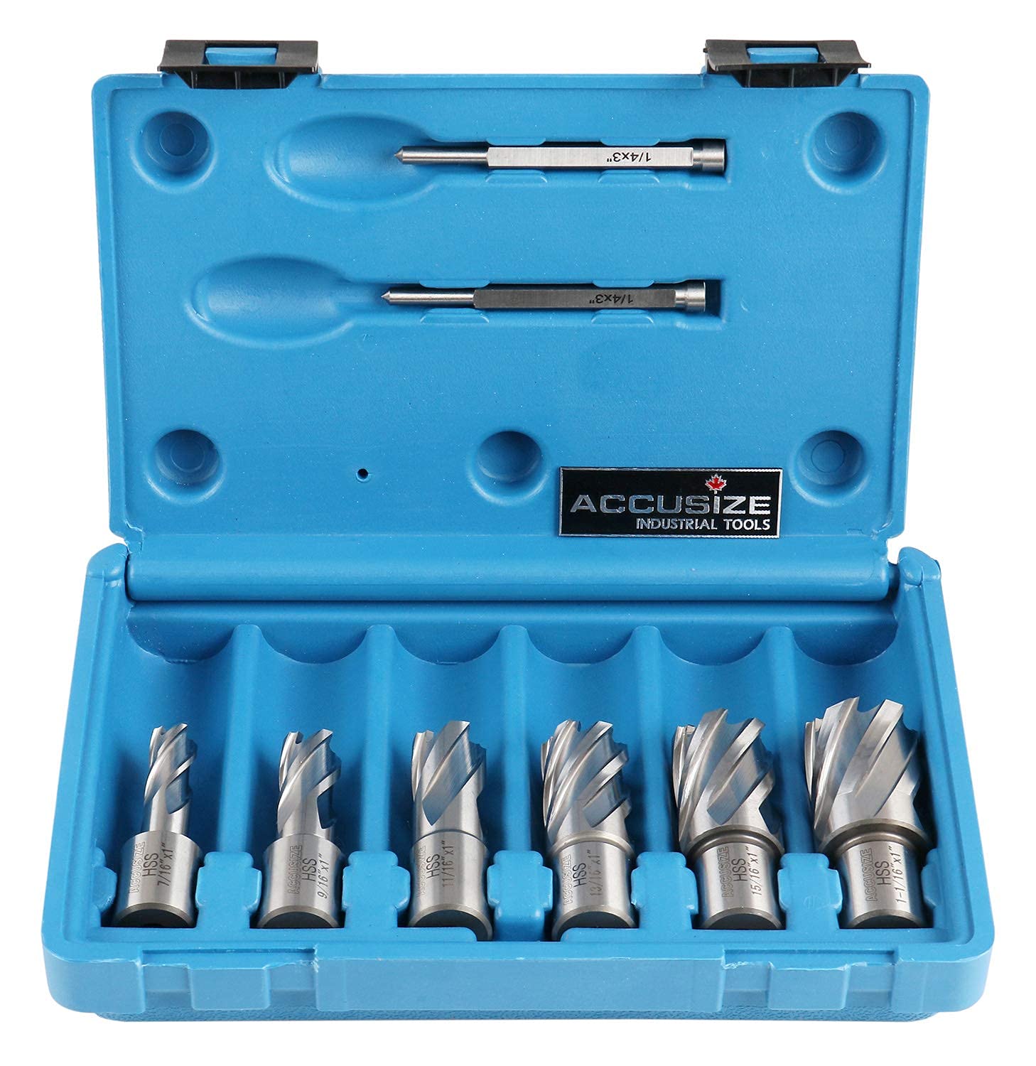 Buy Accusize Industrial Tools Hss Professional Annular Cutter Set 1 Cutting Depth 7 16 To 1 1 16 With 3 4 Weldon Shank 8 Pc Set Hss1 0000 Online In Vietnam B00pyhggbg