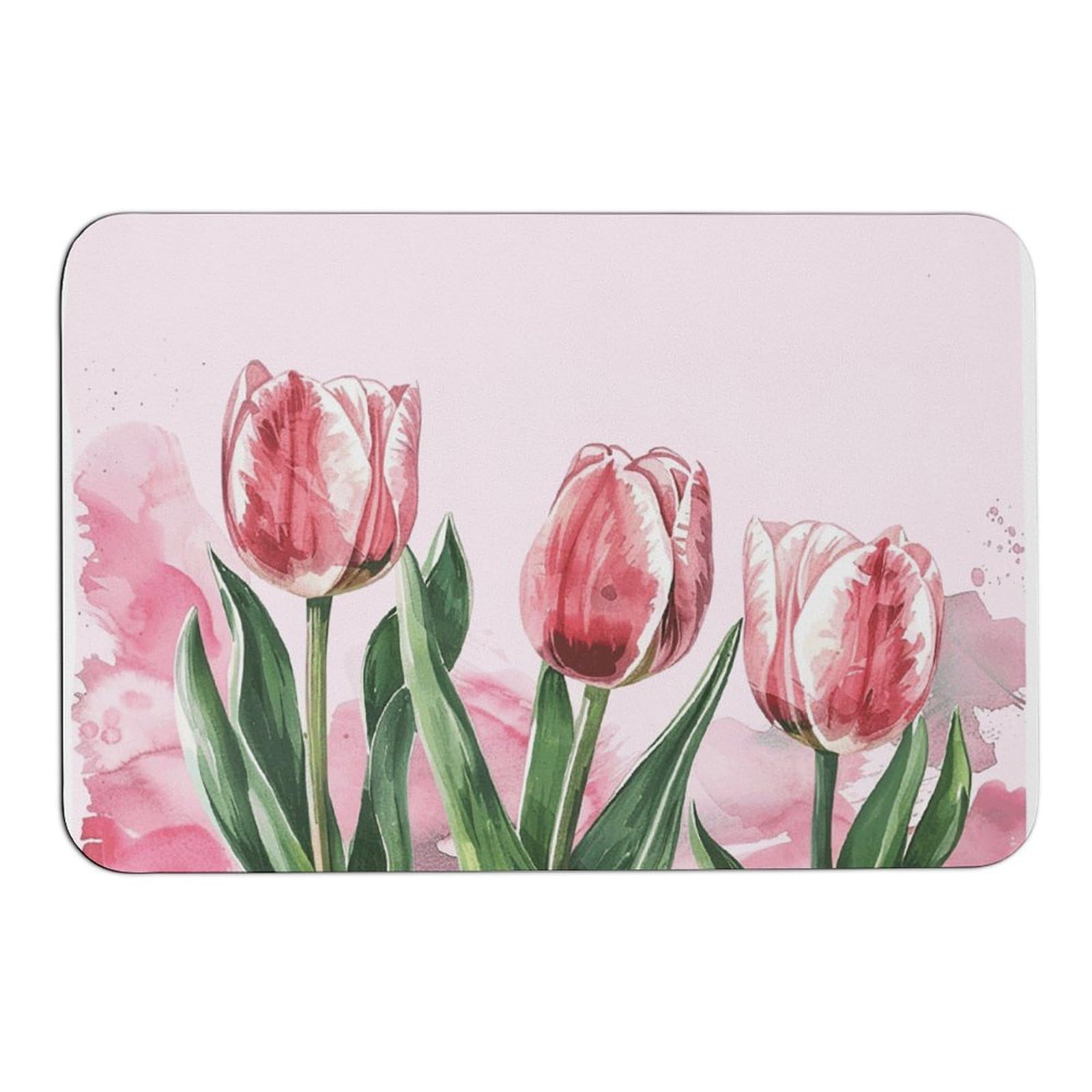 Tapis de cuisine carré tulipes pour portes intérieures et extérieures