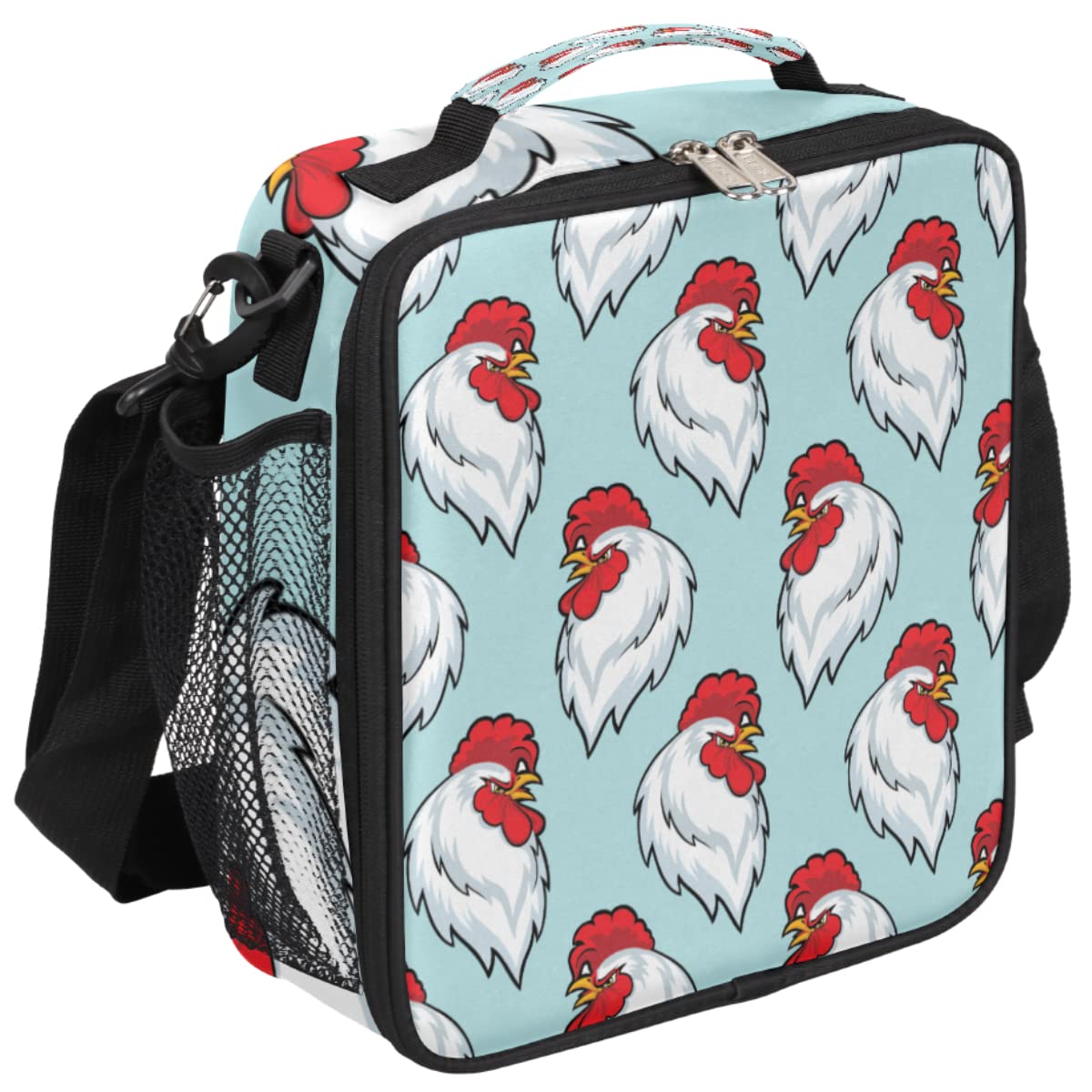Borsa termica per il pranzo con stampa di gallo e pollo, borsa termica per il pranzo, per adulti, bambini, scuola, lavoro