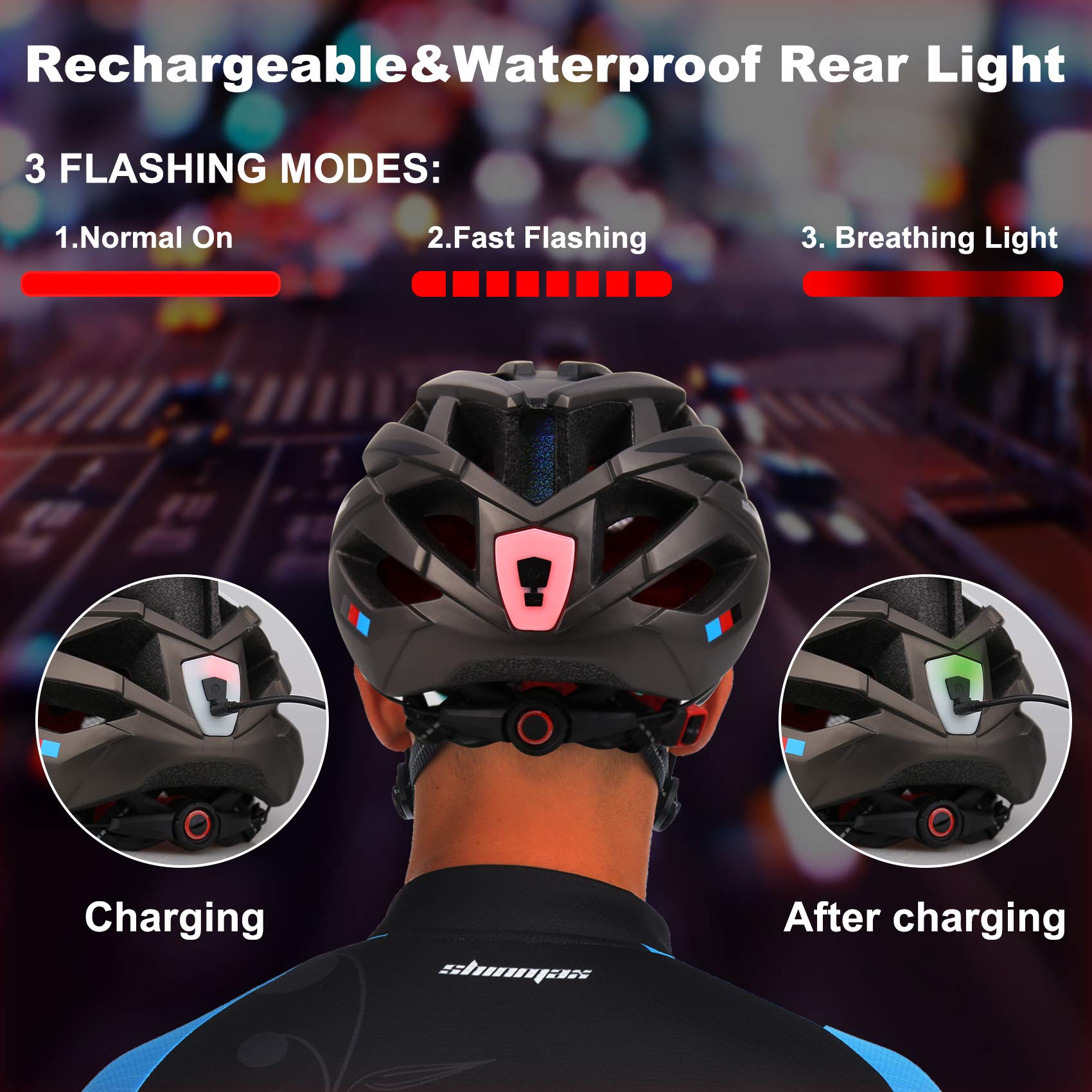 Shinmax Casque Vélo Adulte Homme/Femme - Visière Amovible - Taille Réglable 57-62cm - 275g