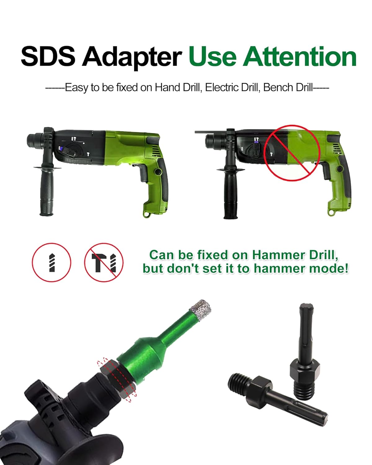 Tile Hole Saw Kit 14pcs- KURSTOL Diamond Core Drill Bits 6/6/8/20/25/35/50/75/100MM+4/5'' Finger Bit+2'' Chamfer Bit+4-1/2'' Saw Blade+SDS/HEX for Tile Porcelain Ceramic Granite Marble