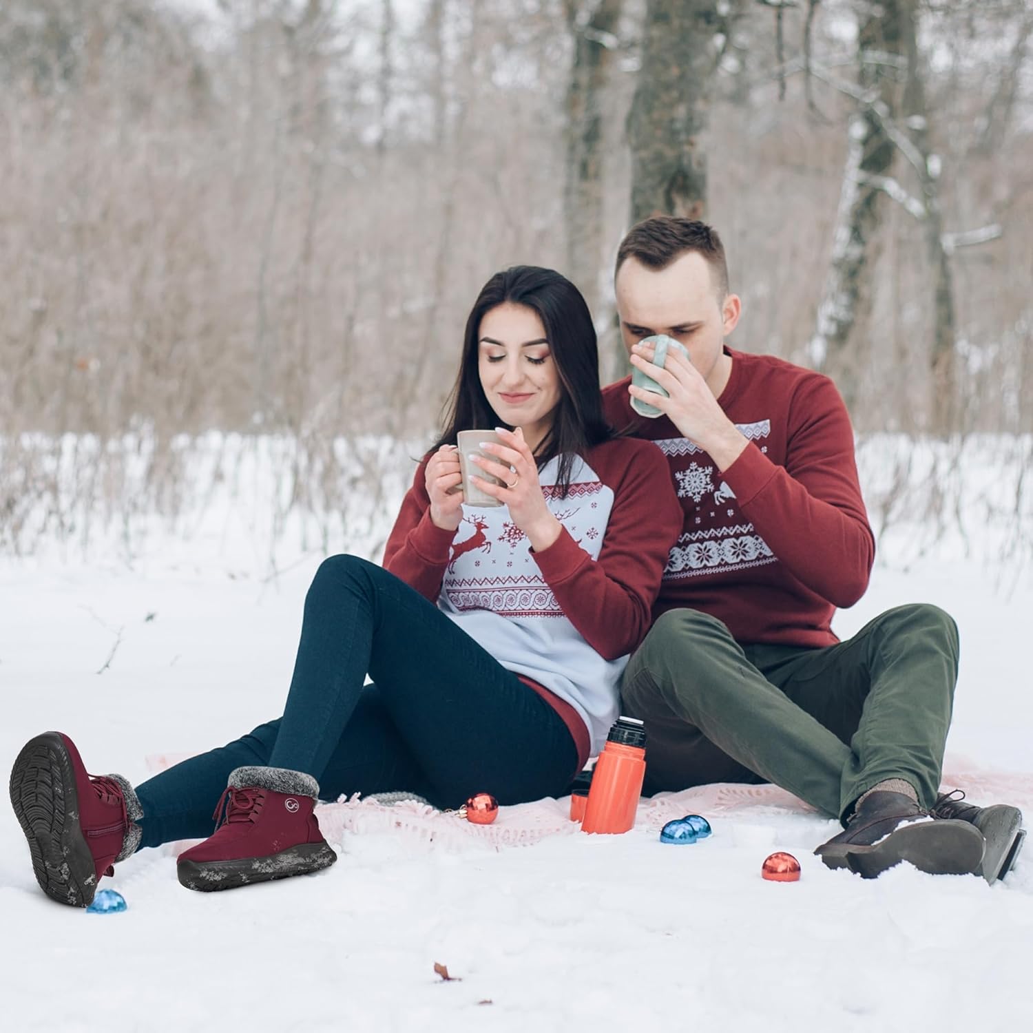 Alicegana Winter Boots for Women Warm Fur Lined Snow Shoes Slip on Ankle Booties Comfortable Anti Slip Outdoor Boots - Image 3