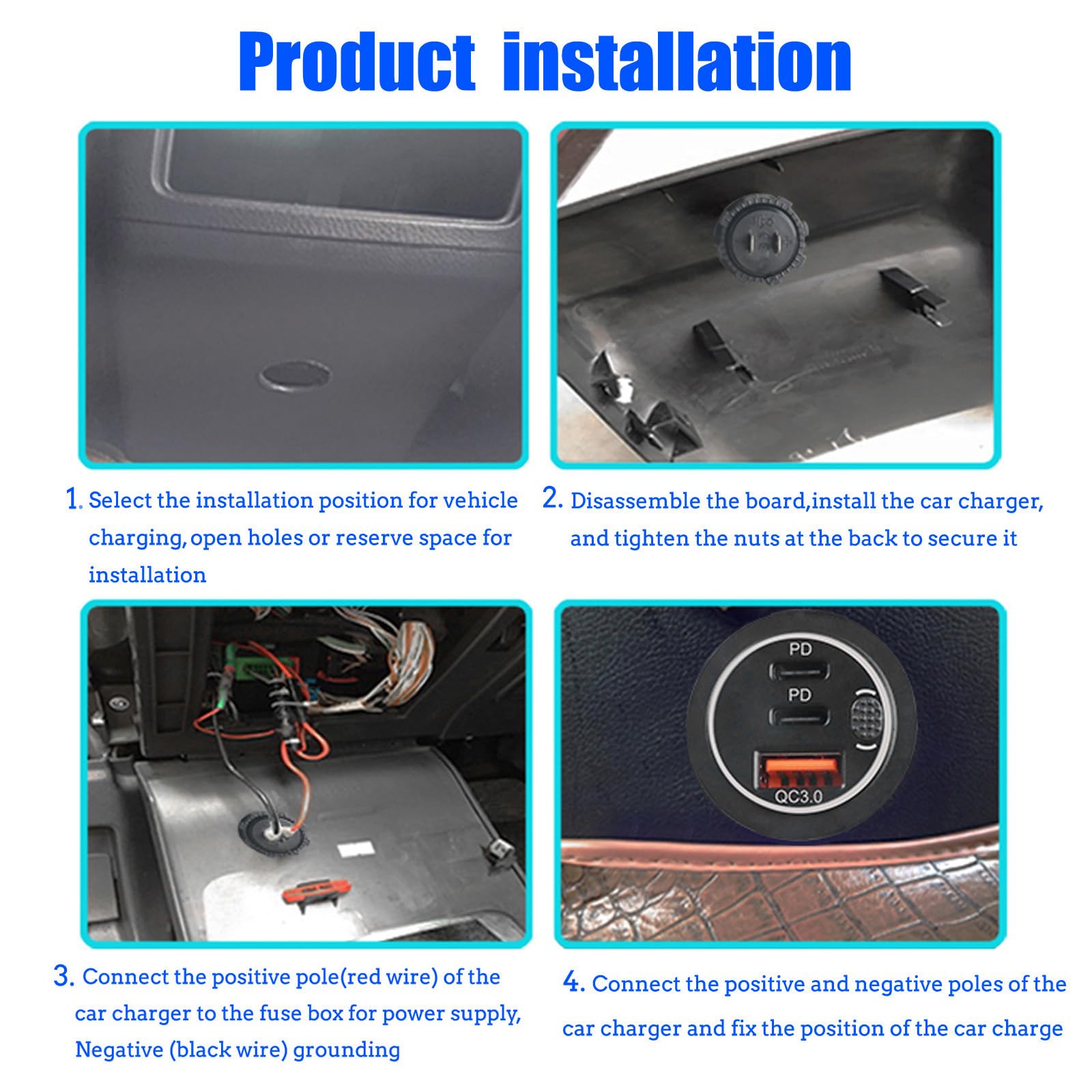 Prise USB 12 V, 75 W, PD et QC3.0 pour Moto, 12-24 V Prise USB étanche Encastrable avec Interrupteur et lumière LED Bleue, pour Voitures, Bateaux, Camions, Caravanes, Motos(2 Pièces)