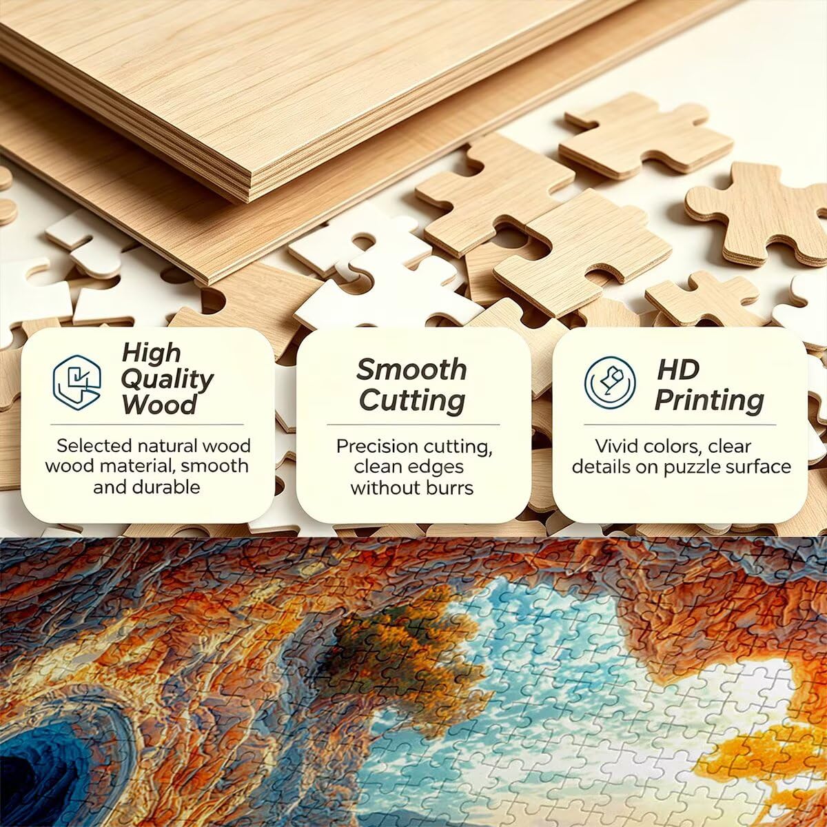 Puzzle 1000 Pezzi, Puzzle Tramonto, Legno Pezzi, Regalo Donna Uomo -11936