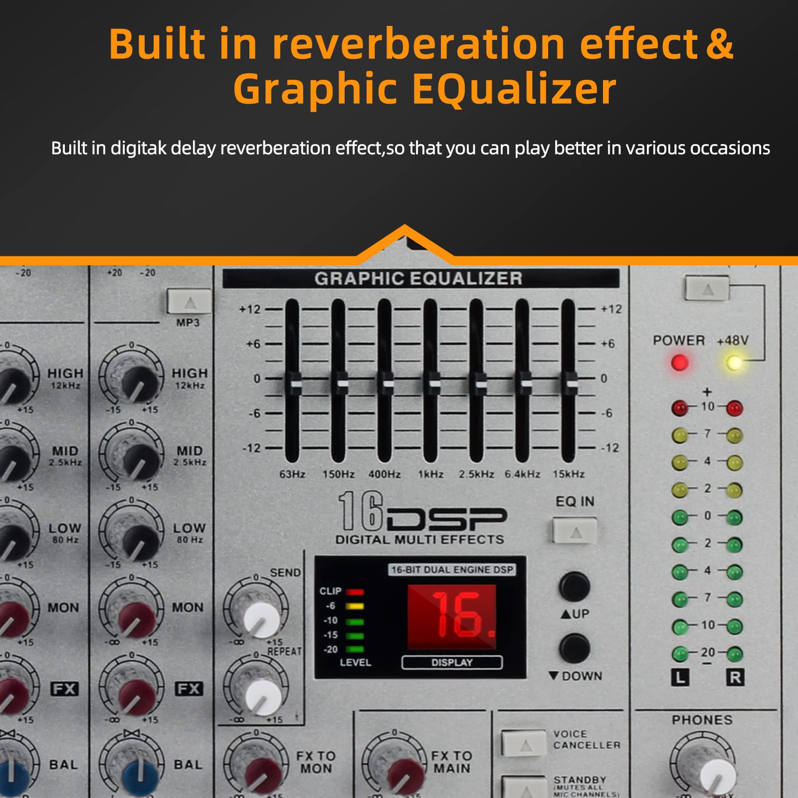 12Channel DJ Professional Mixer, BT Function w/USB