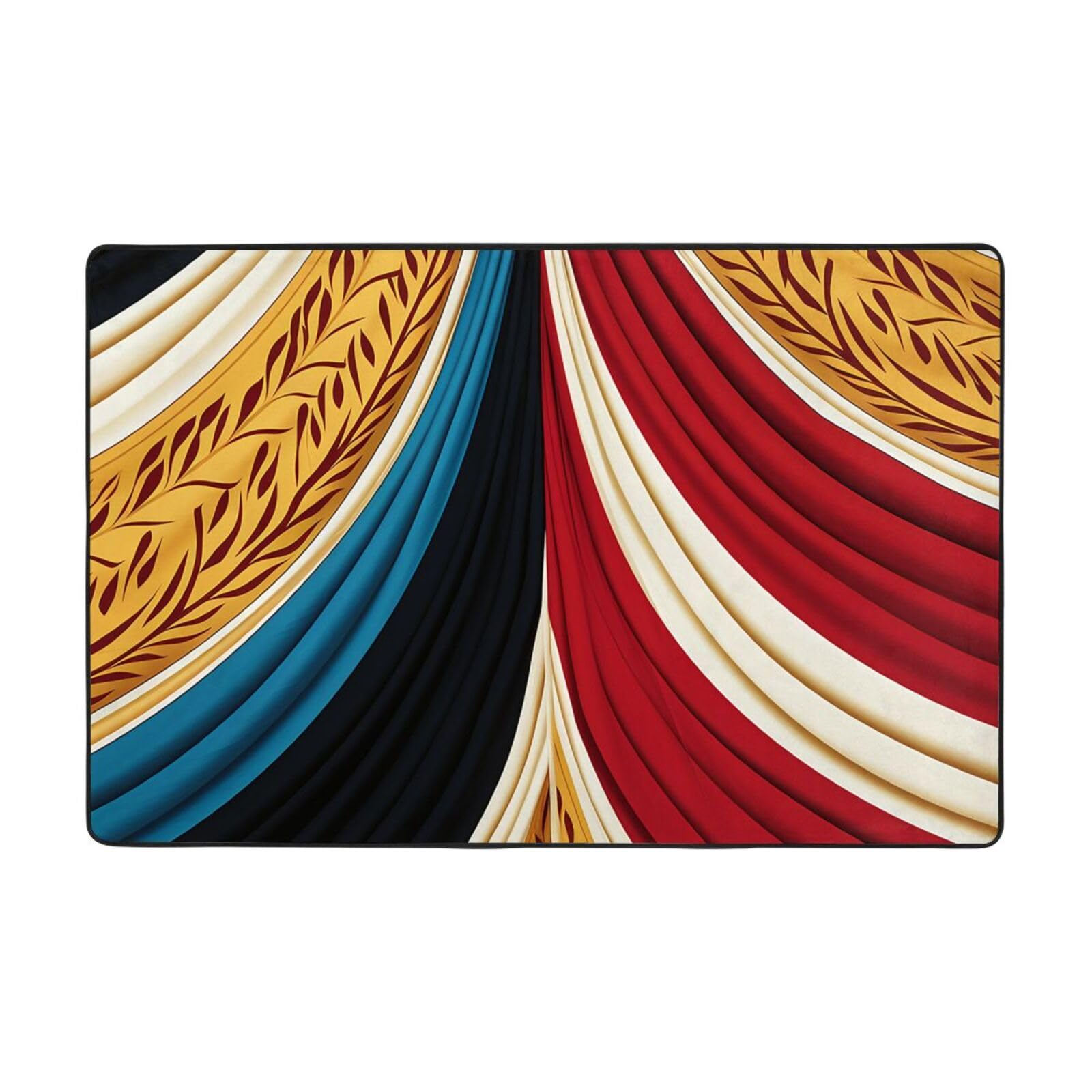 Tapis antidérapant en flanelle douce à rayures pour sécuriser votre salon