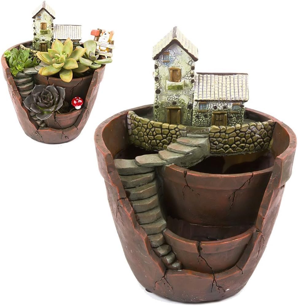 Creative Plants Flower Pot Artificial Plants DIY Food Decorated with Mini Hanging Fairy Garden and Sweet House for Holiday Decoration and Gift