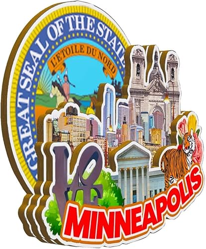 Miniatura 2 de Imán de Minneapolis Minnesota USA para nevera de madera 3D, monumentos de viaje, coleccionables, recuerdos, decoración hecha a mano -2771
