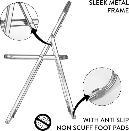 Miniatura 6 de Urban Lifestyle Silla plegable moderna de acrílico transparente con marco cromado, transparente