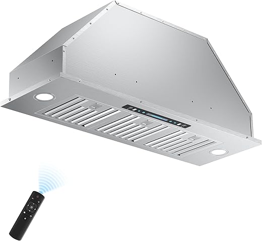 IKTCH 36 inch Built-in/Insert Range Hood 900 CFM, Ducted/Ductless Convertible Duct, Stainless Steel Kitchen Vent Hood with 4 Speed Gesture Sensing&Touch Control Panel(IKB01-36)