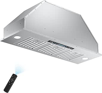 IKTCH 36 Inch Built-in Range Hood - 900 CFM, Ducted/Ductless Convertible, Stainless Steel, Touch & Gesture Control