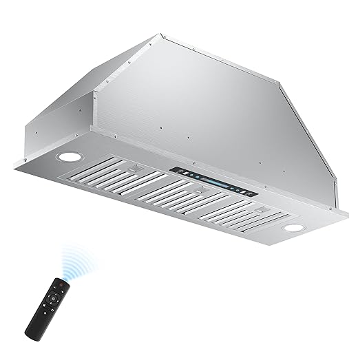 IKTCH 36 inch Built-in/Insert Range Hood 900 CFM, Ducted/Ductless Convertible Duct, Stainless Steel Kitchen Vent Hood with 4 Speed Gesture Sensing&Touch Control Panel(IKB01-36)
