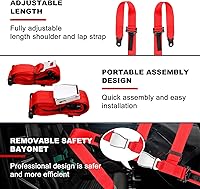 Vista 3 de Yakitoko Arnés de Seguridad Universal de 4 Puntos de 2 Pulgadas Compatible con Go Kart, UTV, ATV, Racing Rojo