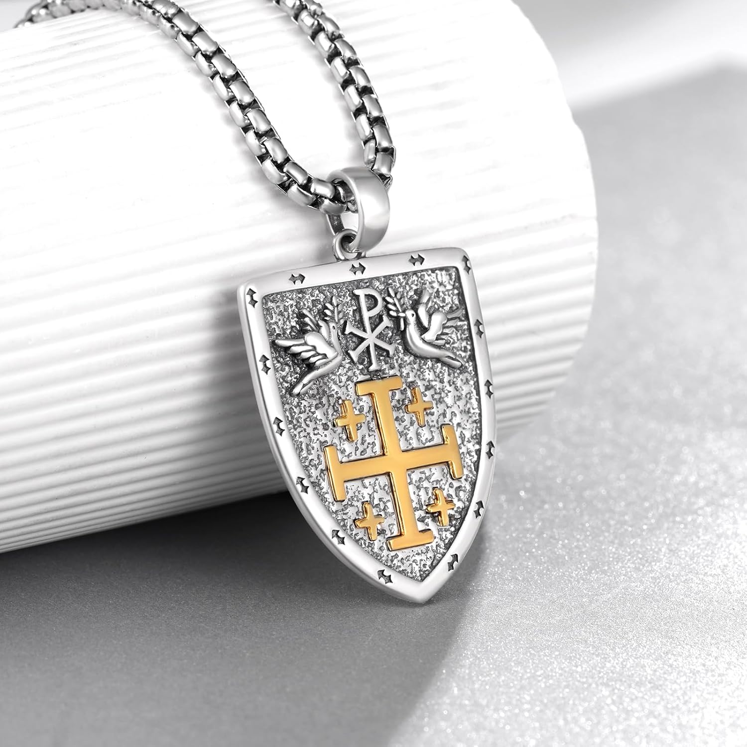 Jerusalem Cross Necklace 925 Sterling Silver Jerusalem Cross Necklace for Men Episcopal Gifts for Men Women - Image 2