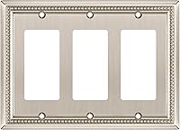 Vista 28 de Henne Bery Sunken Pearls - Placa de pared decorativa resistente para interruptor, cubierta para tomacorrientes (doble dúplex, níquel satinado)