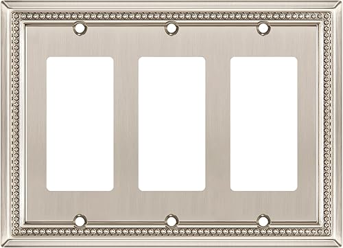 Vista 123 de Henne Bery Sunken Pearls - placa decorativa de pared para interruptor (Palanca simple, 2 unidades, níquel satinado)