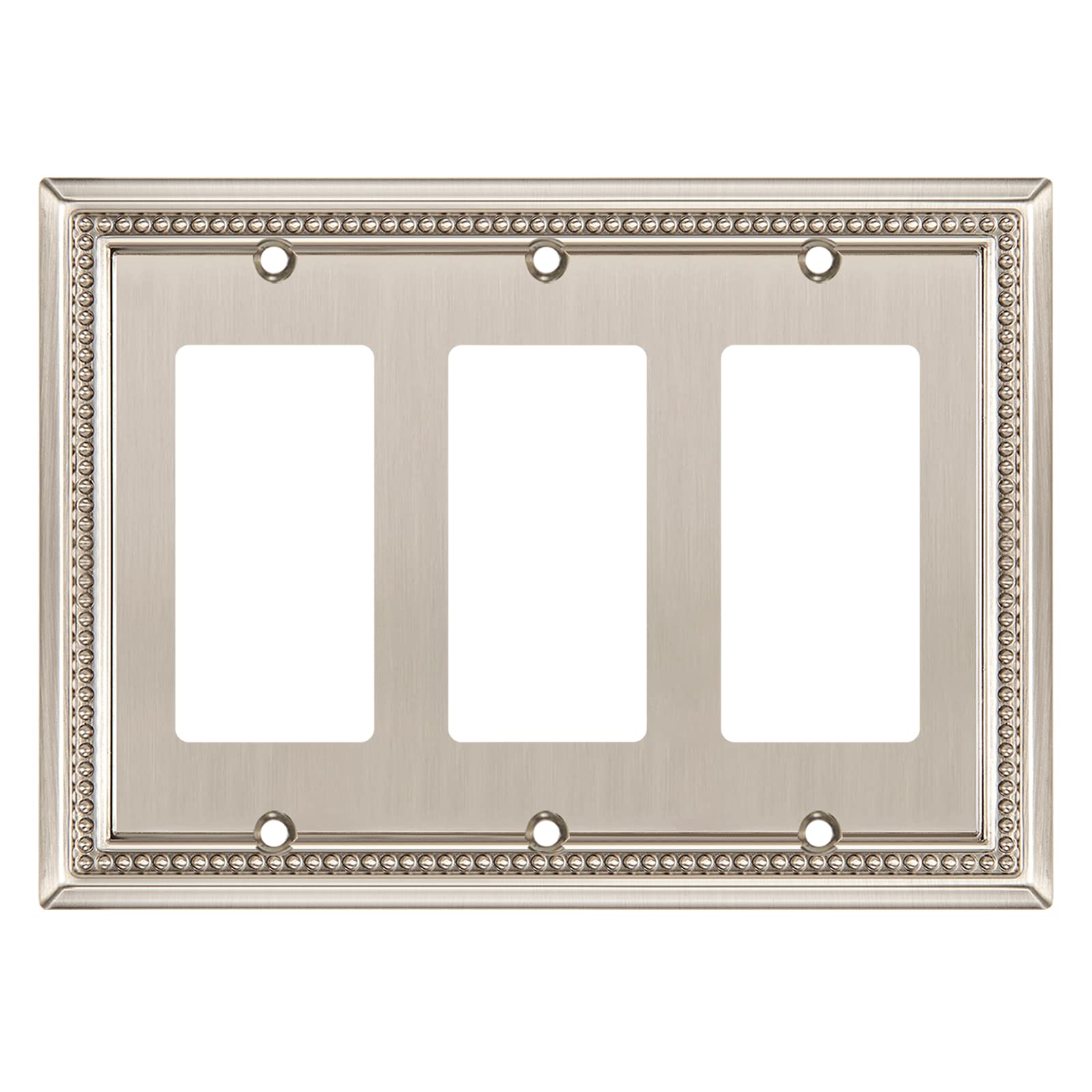 Henne Bery Sunken Pearls Heavy Duty Decorative Wall Plate Switch Plate Outlet Cover (Triple Decorator, Satin Nickel)