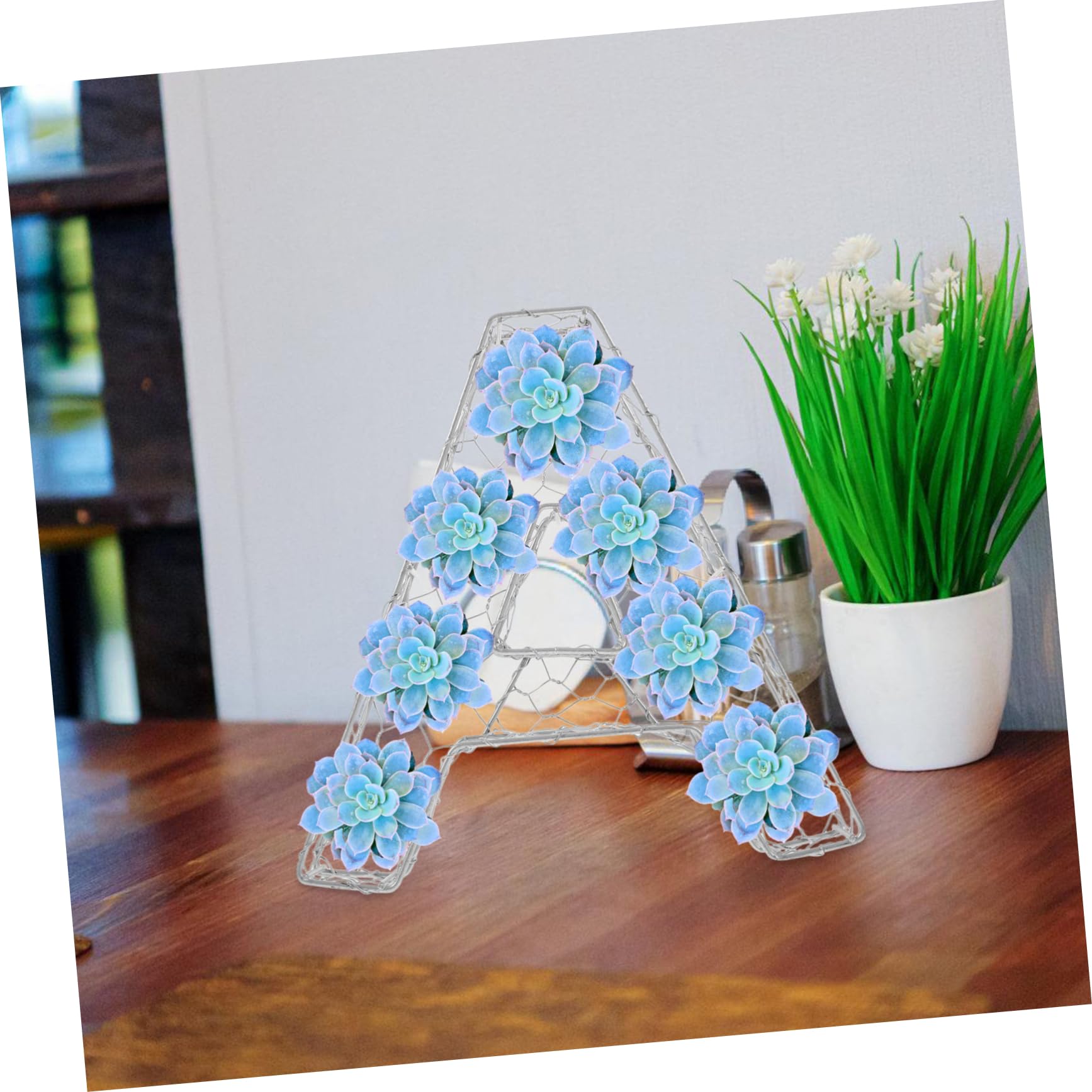 FUNOMOCYA Metal Letter Shape Flowerpot DIY Wreath Frame Wall Decor Pinyin Characters Iron Wire Planter