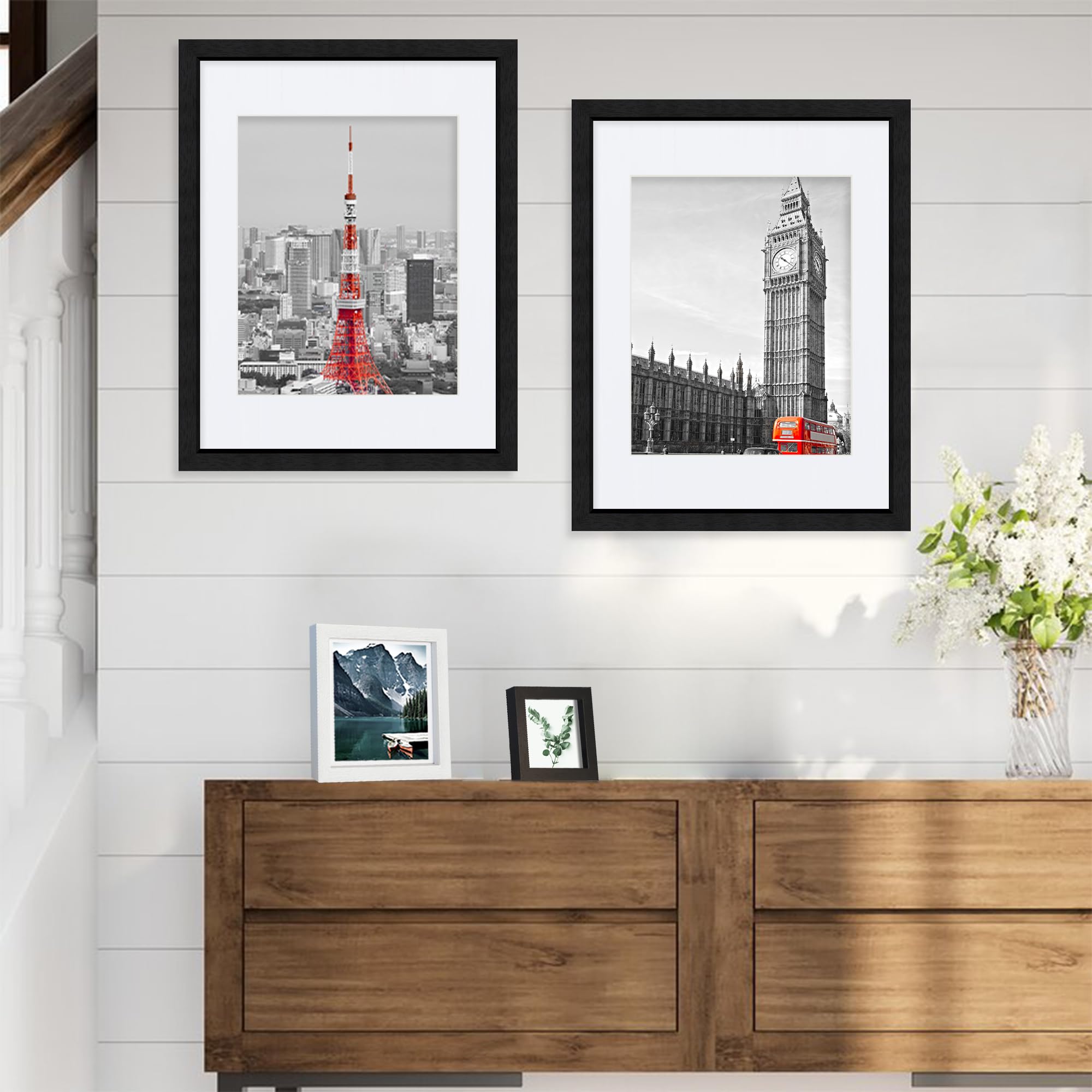 Amazon.co.jp: Hongkee 11x14 写真フレーム 3枚セット 木製と黒