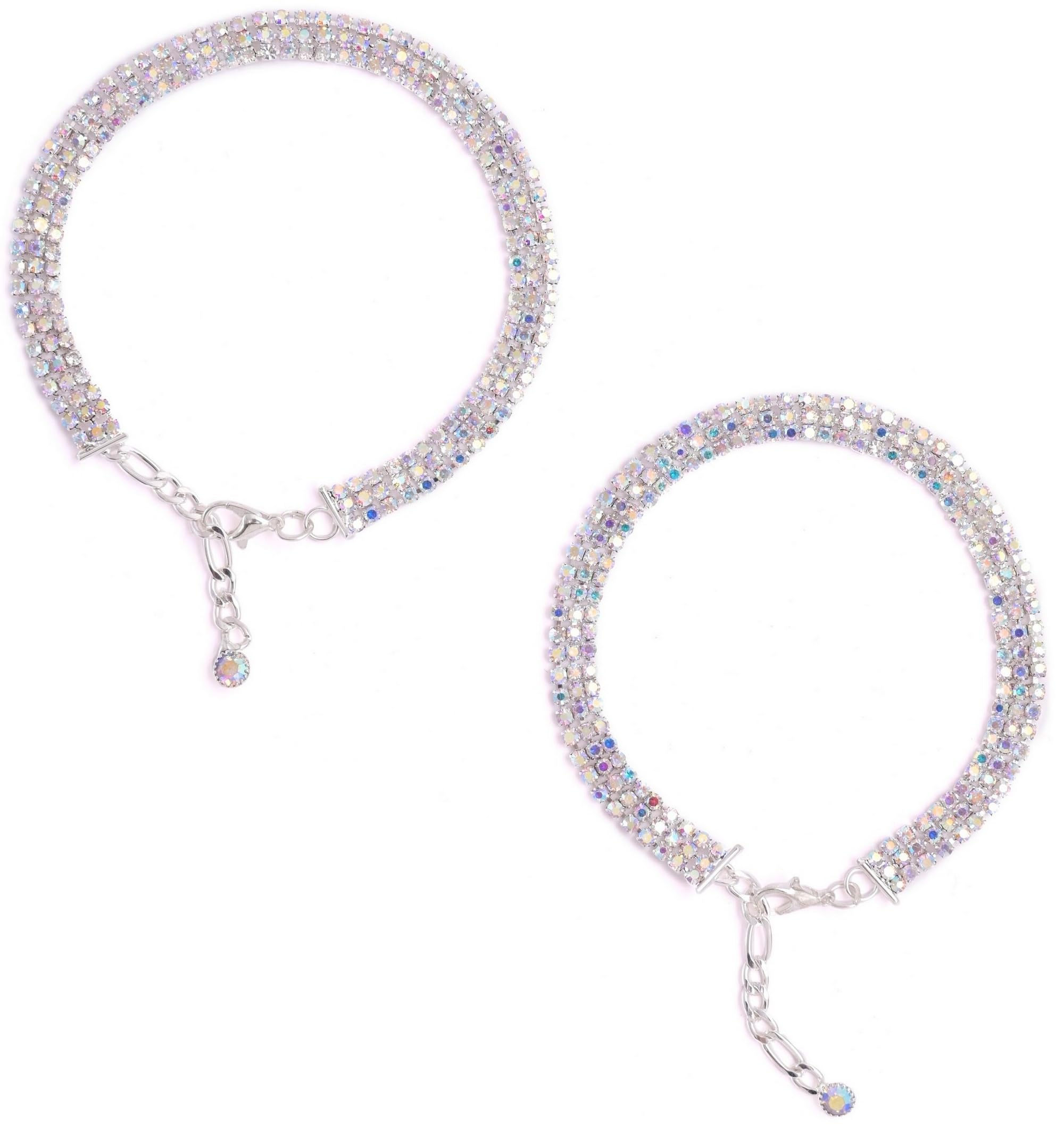 VAMA FASHIONS Adjustable Stylish Silver Crystal Rhinestone Payal Pair Anklet Toes Foot Chain Ankle Leg Anklets For Girls Women (3 Line Silver Pair Payal) (B0D1KCFQHS) Amazon Price History, Amazon Price Tracker