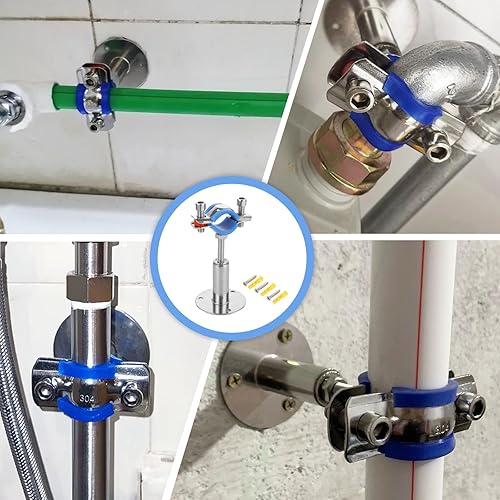 Miniatura 7 de Paquete de 6 soportes de tubo de montaje en pared de acero inoxidable 304, soporte de tubo ajustable con tornillos de tubo OD de 1-12 pulgadas