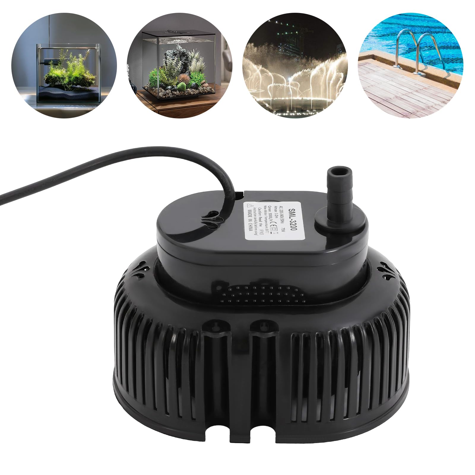 Pompe de couverture de piscine - Moteur en cuivre pur - 75 W - 3000 l/h - IPX8 - Pompe de vidange