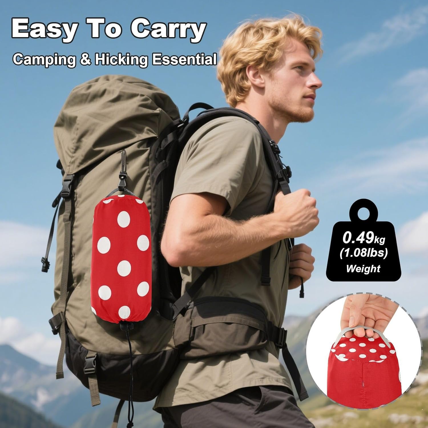Cartoon Dot Red Hammocks for Camping with Hanging Rope Indoor Hammock for Outside Camping Essentials