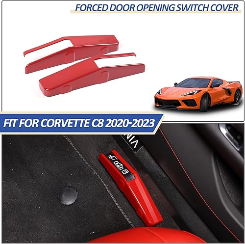 Miniatura 4 de Cubierta de interruptor de apertura forzada para puerta compatible con Chevrolet Corvette C8 2020-2023, cubierta de interruptor de bloqueo de puerta