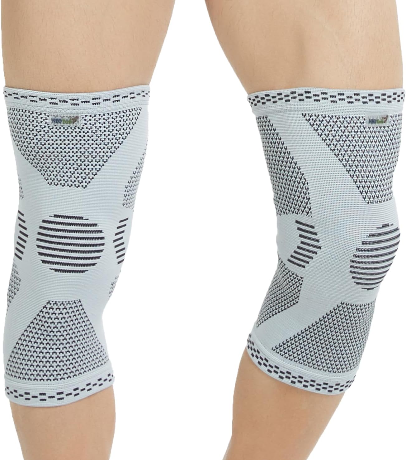 Bamboo Fiber Knee Support - Lightweight, Elastic, Comfortable & Breathable Fabric - Sleeve Brace for Men, Women, Youth - Right or Left (Grey Colour, Size L, 1 Pair)