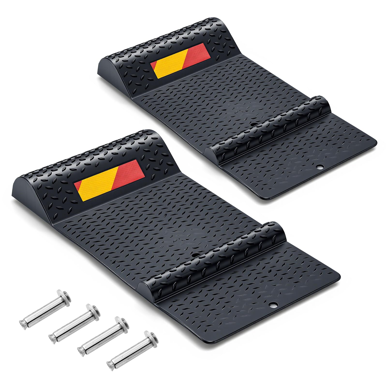 GYMAX Tapis de Stationnement de Voiture, Anti-Glissement et Anti-Recul, avec Bande Réfléchissante, pour Réparation de Voiture, 2 Méthodes de Montage Faciles